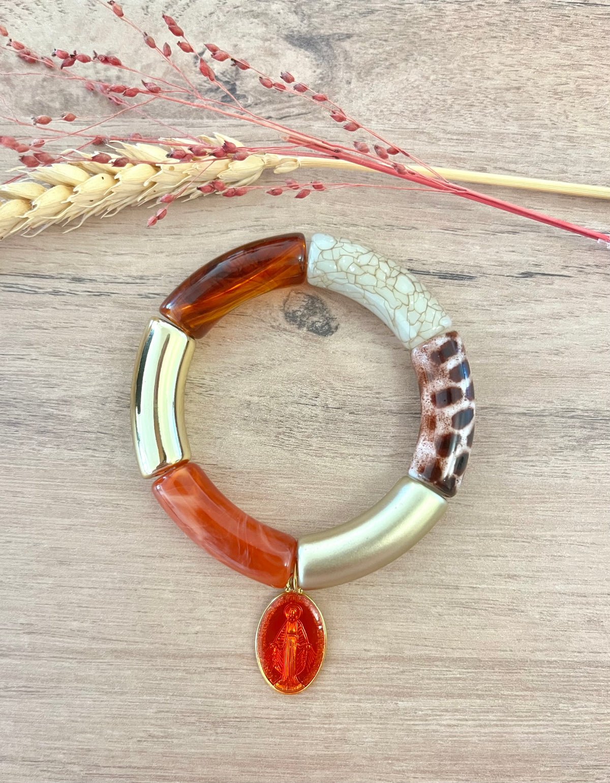 Bracelet léopard/terracotta/doré ✨