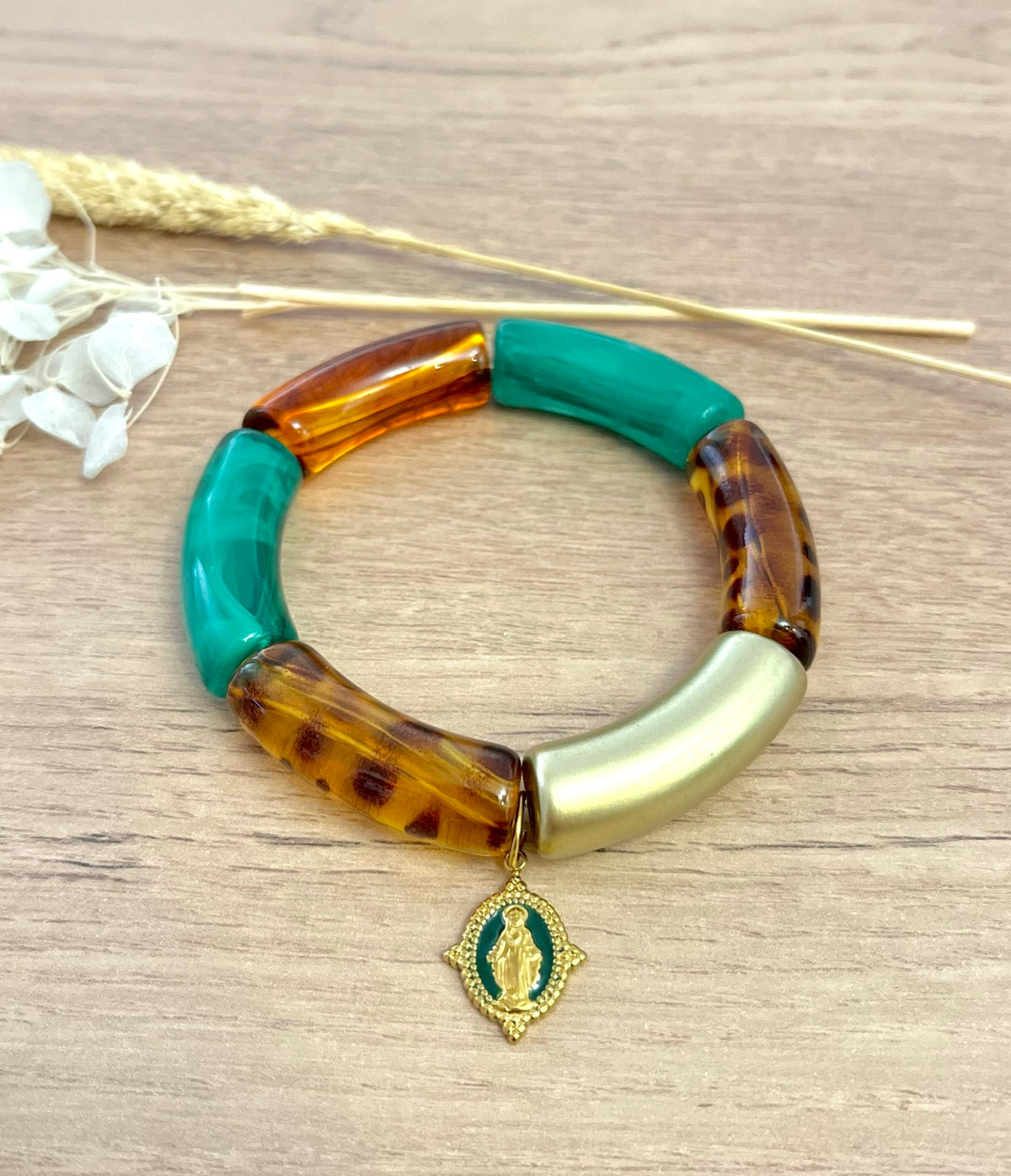 Bracelet vert/léopard ✨