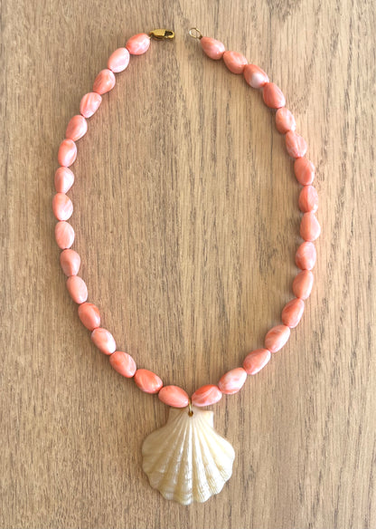 Collier rose coquillage ✨