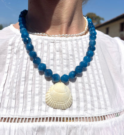 Collier bleu coquillage ✨